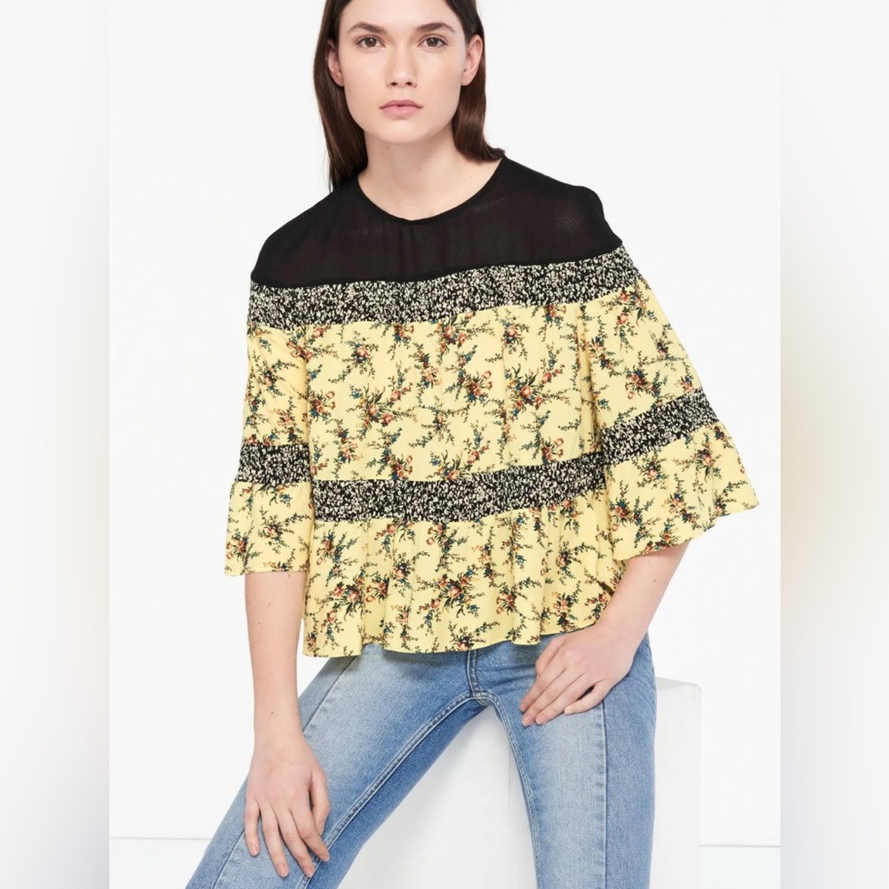 Sandro Paris Honeymoon Floral Print Crop Top